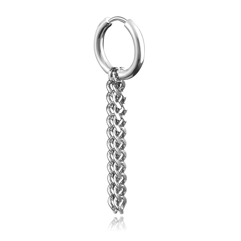 1 Cặp bông tai tròn bằng inox hình thánh giá thời trang nam nữ