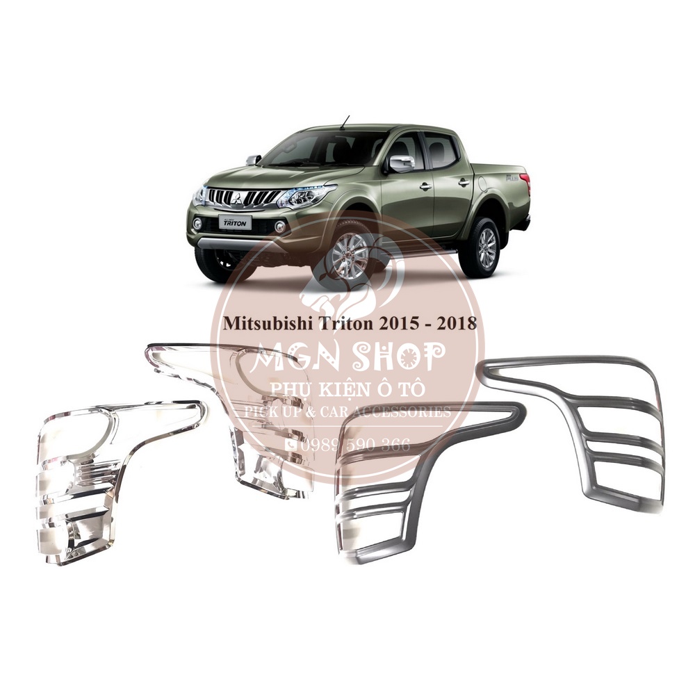 [Ốp đèn hậu] [Mitsubishi Triton 2015 - 2018] [màu đen / màu bạc]