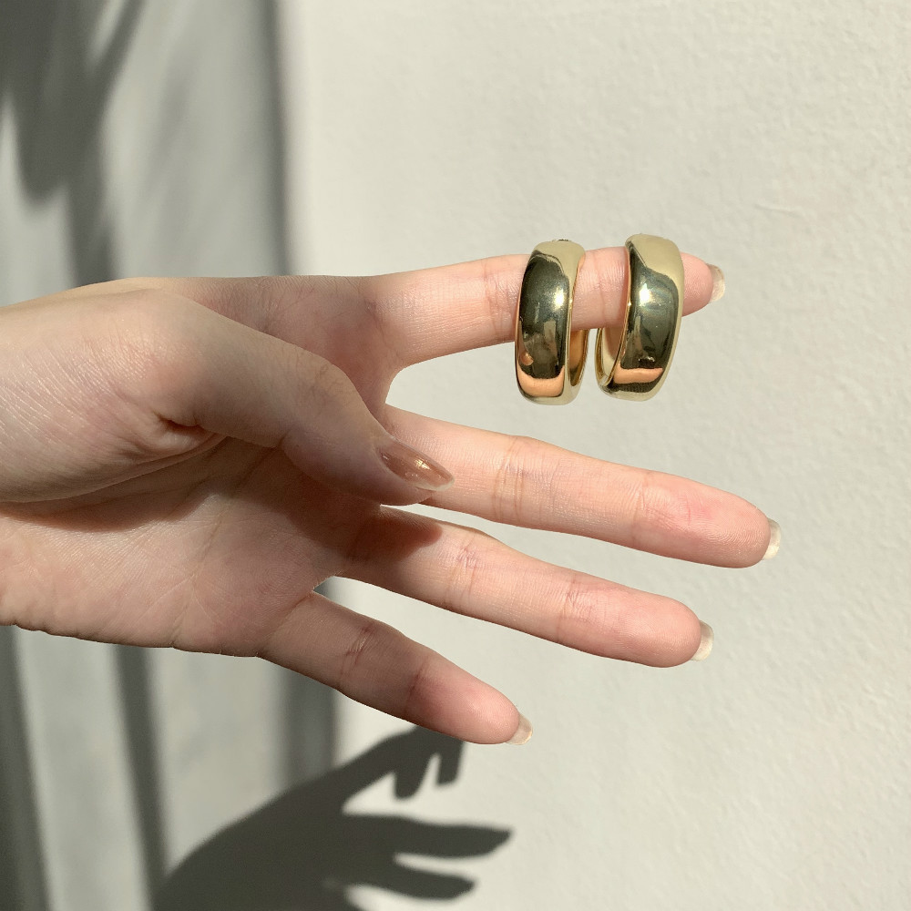 Khuyên Tai Nữ Hình Tròn Lớn Thiết Kế Đơn Giản