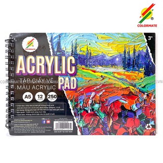 Tập Giấy Vẽ ACRYLIC Khổ A5 Chuyên Dụng Loại Dày 250GSM - COLORMATE