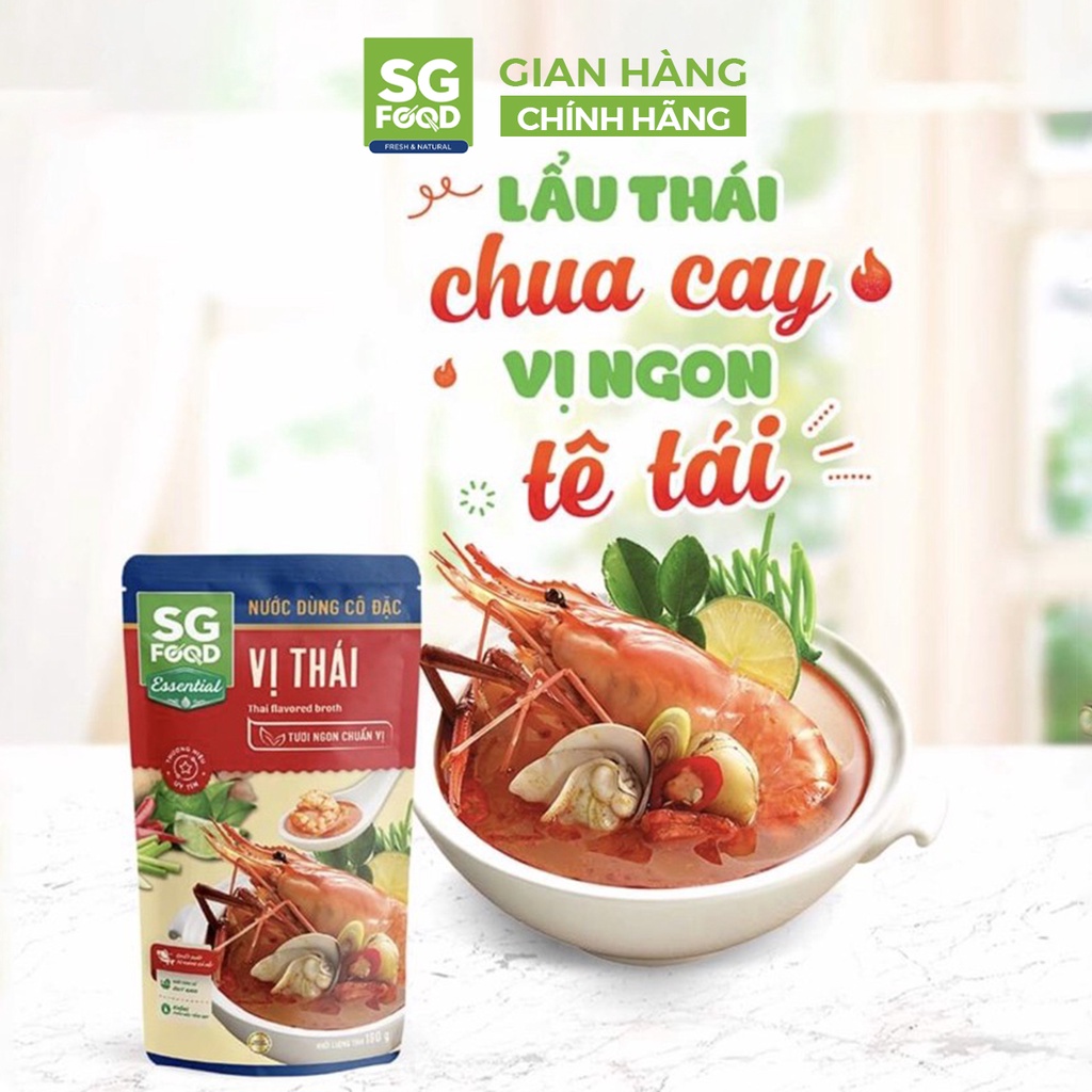 Nước dùng cô đặc SGFOOD 180gr nhiều vị nấu lẩu chế biến món ăn tươi ngon chuẩn vị