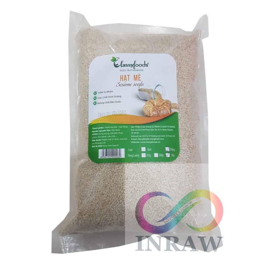 Hạt Mè Trắng Bóc Vỏ Việt Nam Gói 1kg - Giao thương hiệu ngẫu nhiên