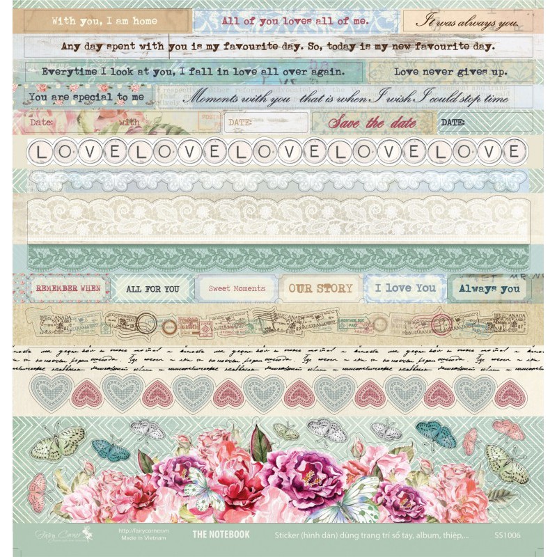 Bộ 40 sticker hình dán kích thước lớn trang trí sổ tay, album, khung hình
The Notebook