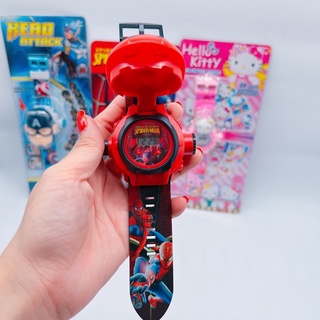 Đồng hồ chiếu bóng 3D Hello kitty, spide man, siêu nhân