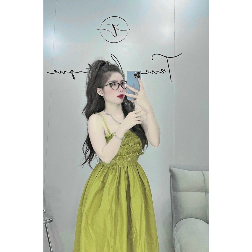 Váy 2 dây dáng dài ❤️ Đầm maxi đi biển, đi du lịch hottrend có dây đan nơ cột sau lưng Đ12