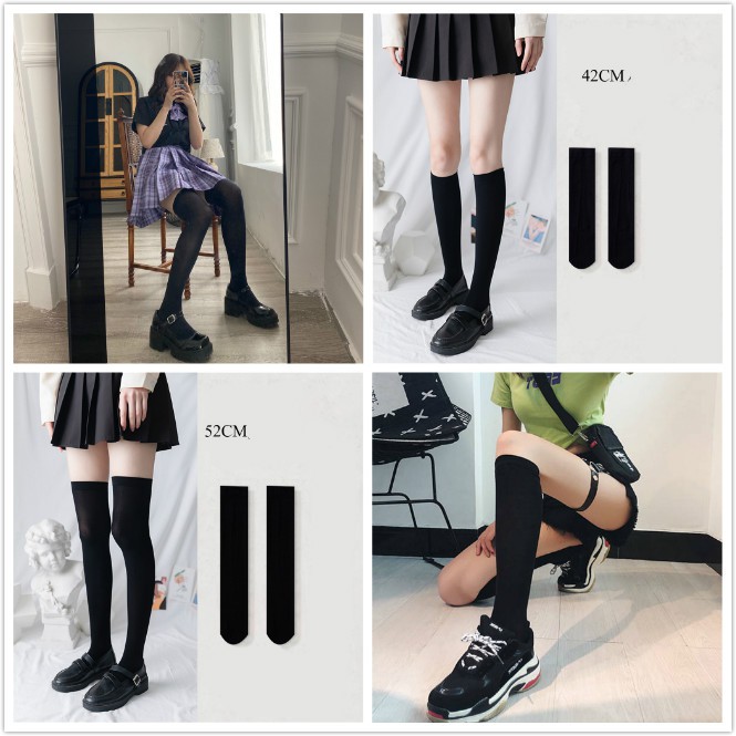 Jk Tất Bắp Chân Trơn Trắng Đen, Vớ Lolita Cosplay Học Sinh Nhật Bản Học Sinh Trung Học đen dày cho nữ sinh kích thước 32/45/53cm