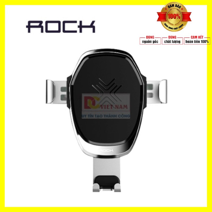 Giá đỡ điện thoại kiêm sạc nhanh không dây cao cấp trên ô tô, xe hơi nhãn hiệu Rock - bảo hành 6 tháng