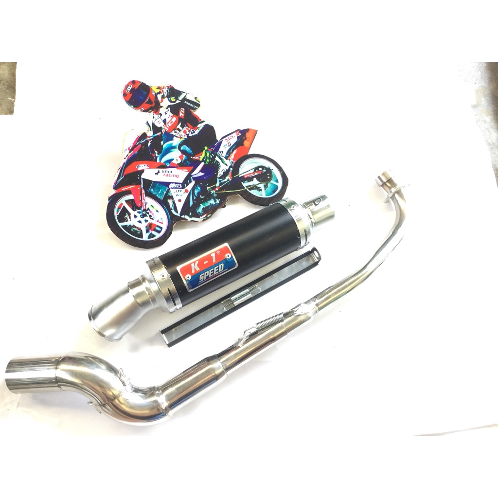 Bộ pô K1 ĐEN full cổ cong 2 KHÚC INOX 304 WAVE, SI, CUP, DREAM, EXCITER, WINER, SONIC, RAIDER FI, SATRIA, GSX