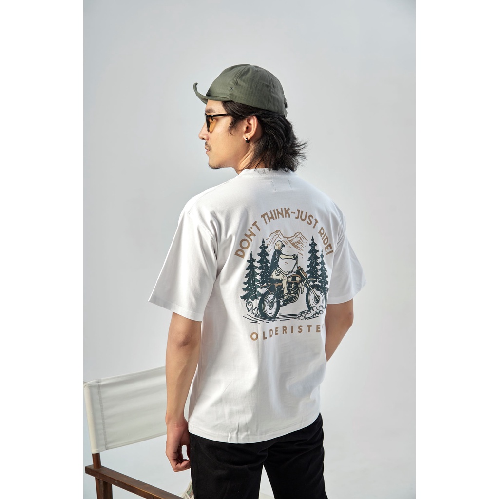 Áo Thun Biker - Enduro Y1 Thương hiệu Olderister - Màu Trắng