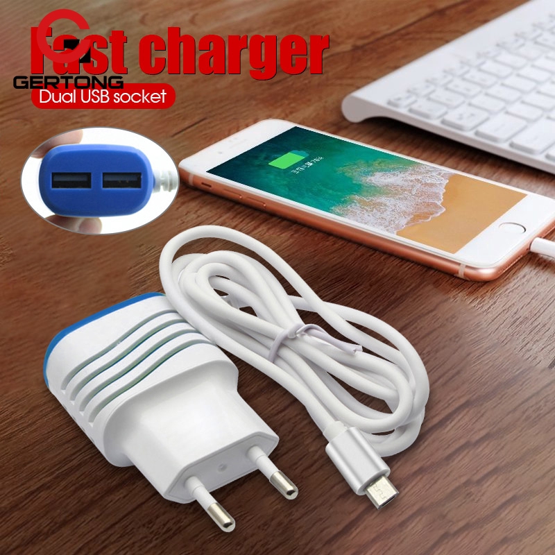 Củ sạc nhanh 2 cổng USB 2A 3 trong 1 giắc cắm EU dành cho iPhone Samsung Xiaomi