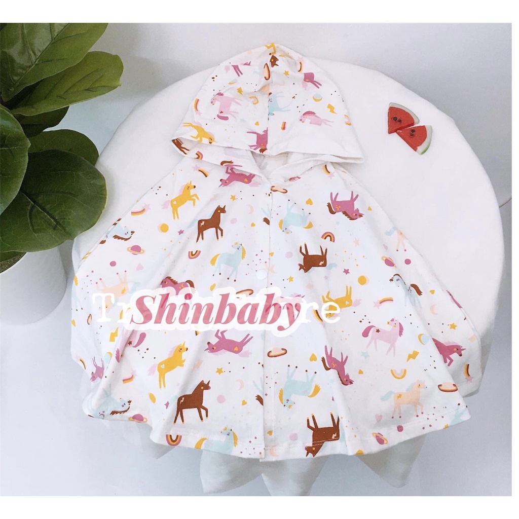 Áo choàng cánh dơi chống nắng, che gió cho bé nhiều hoạ tiết dễ thương chất vải thun cotton mềm mát (3-15kg)
