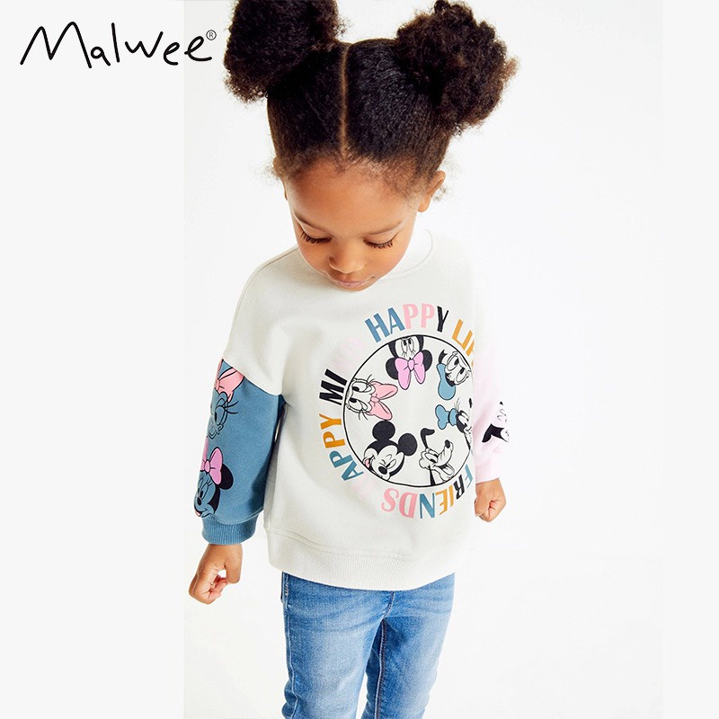Áo nỉ da cá Malwee pha màu mickey cho bé gái 2 - 7 tuổi mẫu mới MW7632