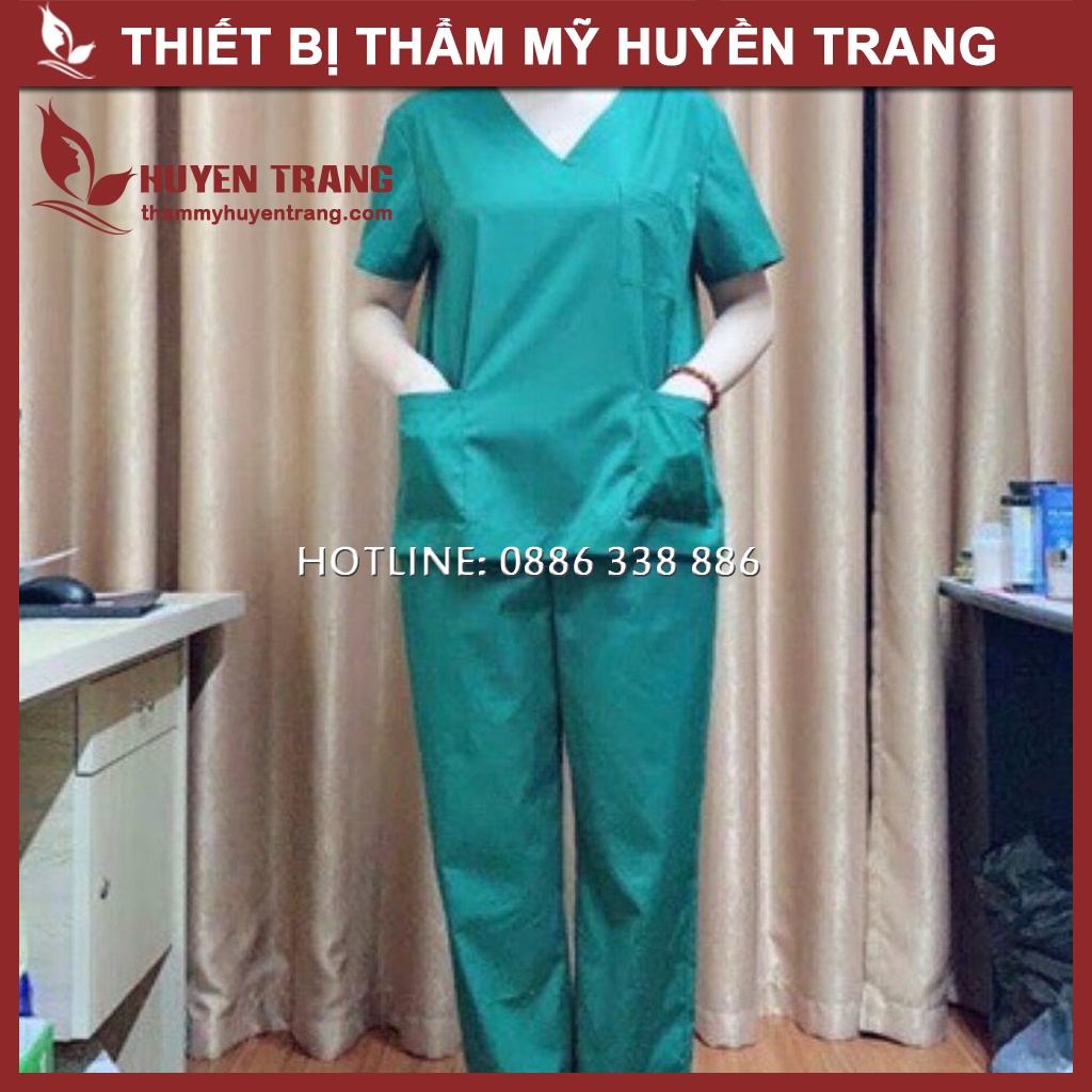 Bộ Áo Quần Xanh Blouse (Blue) Phẫu Thuật Dành Cho Kỹ Thuật Viên Trong Bệnh Viện, Spa, Thẩm Mỹ Viện Huyền Trang NANOCEE