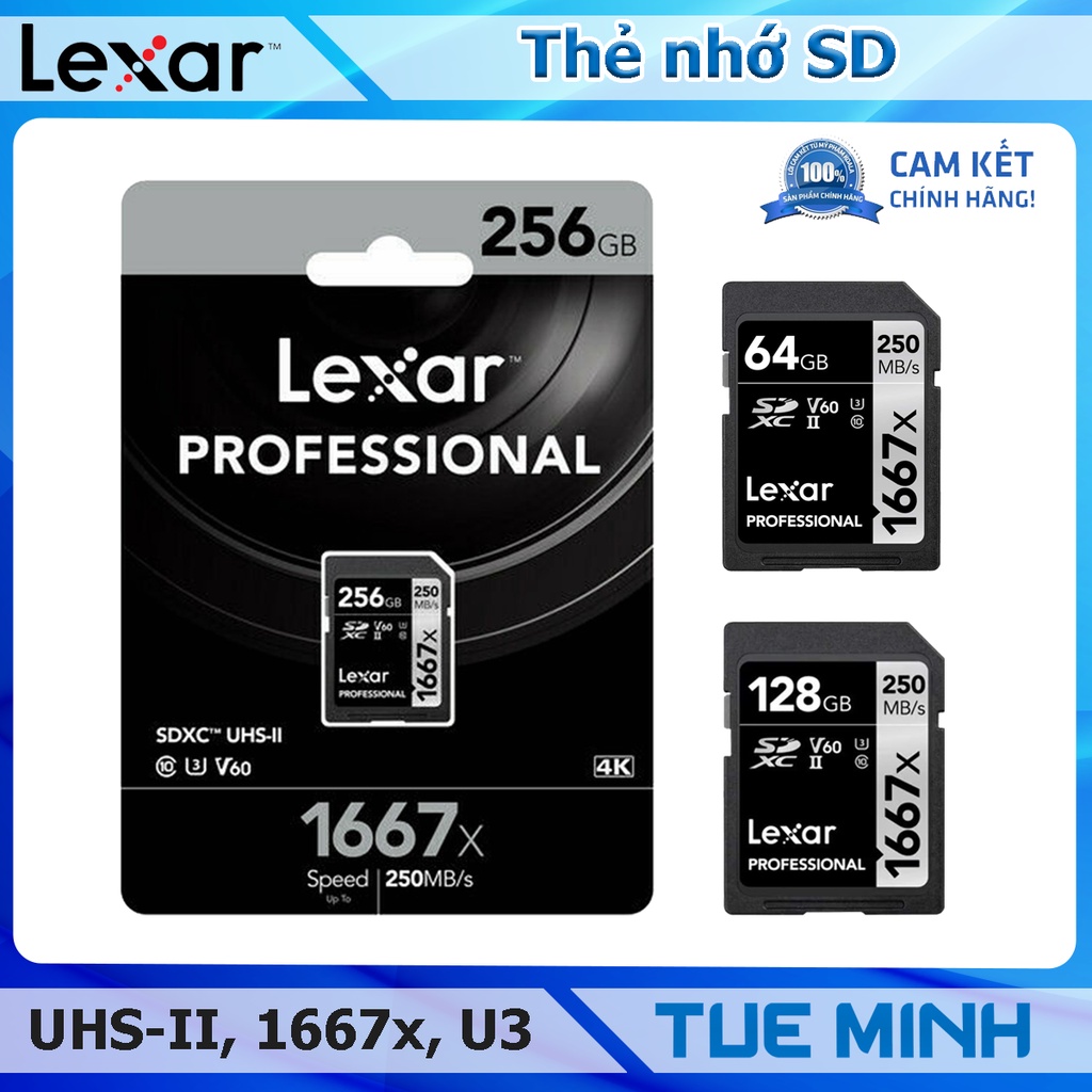 Thẻ nhớ Lexar Professional 1667x SDXC UHS-II sử dụng cho máy ảnh