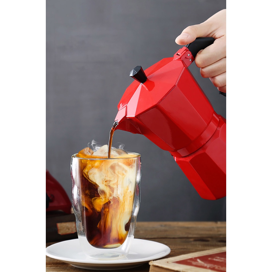 Bình Pha Cà Phê Espresso Siêu Tốc Moka Pot 150/300ml,Bằng Nhôm Cảm Biến