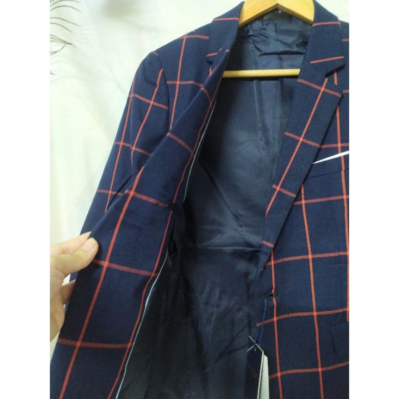 Áo vest nam caro xanh size S M thu đông hàng order Taobao