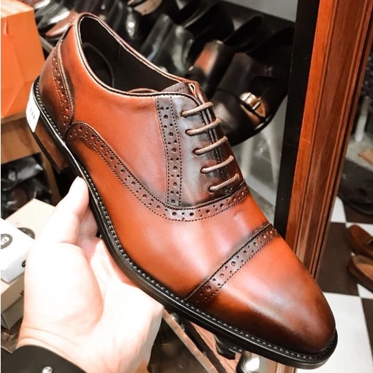 Giày da nam cao cấp ERMAND đế phíp da bò thật bảo hành 1 năm dáng oxford - Mã T191