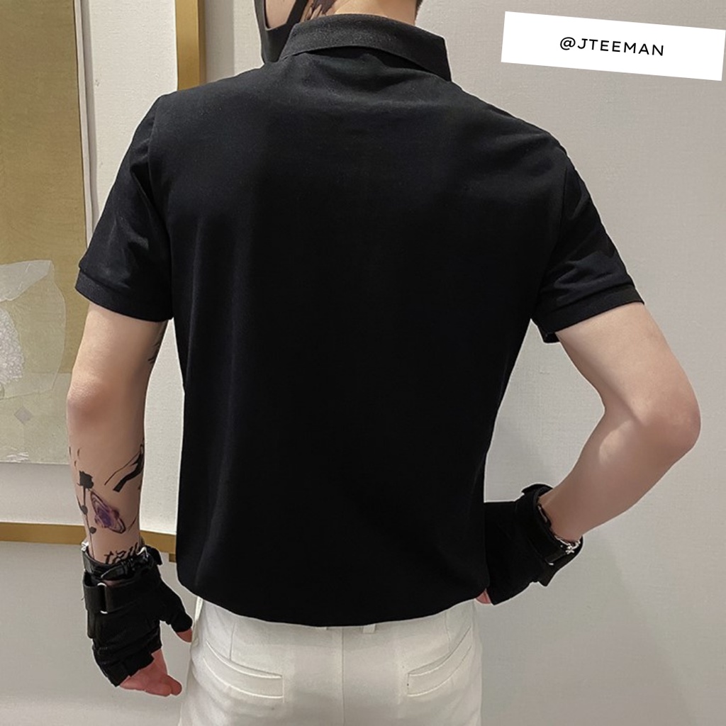 Áo thun POLO nam, áo polo cổ bẻ vải cá sấu chuẩn cotton 2 màu trắng đen, áo phông polo nam phong cách hàn quốc - JT02