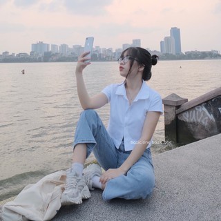Áo croptop cổ Polo Bazic one