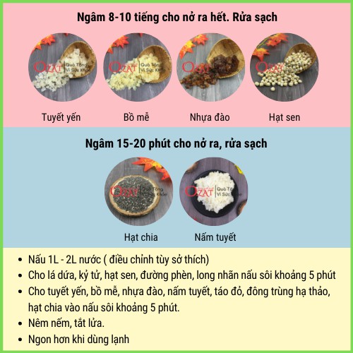 Chè dưỡng nhan tuyết yến nhựa đào 12 vị O.ZAT 500g - hình thật 100%