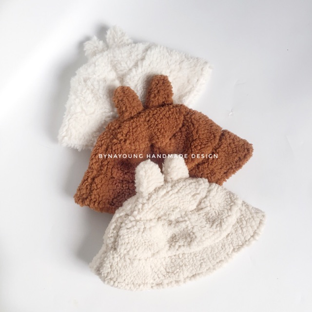 Mũ bucket hat lông tai thỏ cho bé