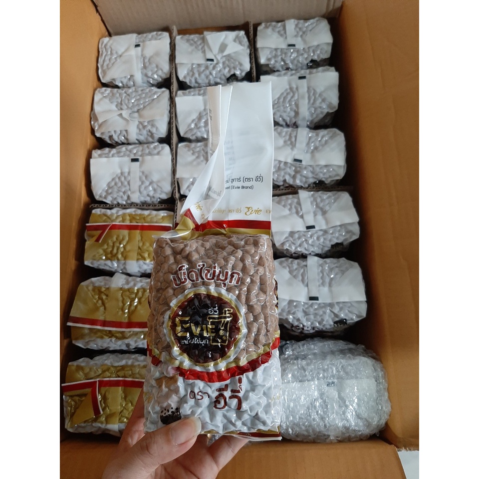 (HT) trân châu đen, chân châu đường đen Evie Thái Lan Gói 1 Kg, nguyên liệu trà sữa