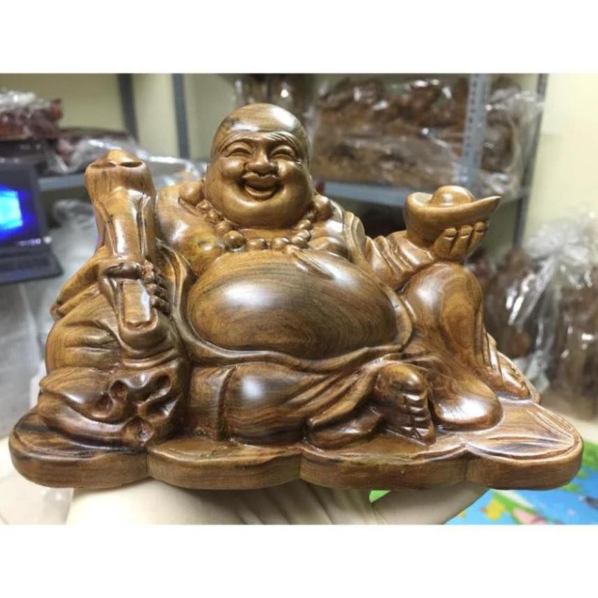 Tượng Phật Di Lặc Hoan Hỉ Tay Cầm Gậy Như Ý Làm Bằng Gỗ Mang Lại May Mắn, Sung Túc