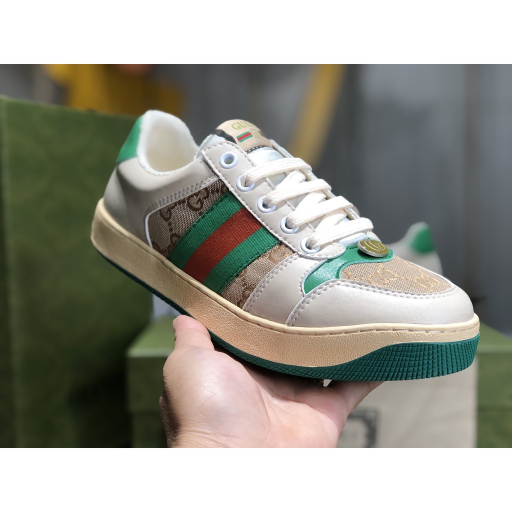 Giày Sneaker Gucci Screener Leather Xanh, Tím Cao Cấp Fullbox, Giày thể thao gucci sơn tùng 2 màu xanh, tím dày dặn.