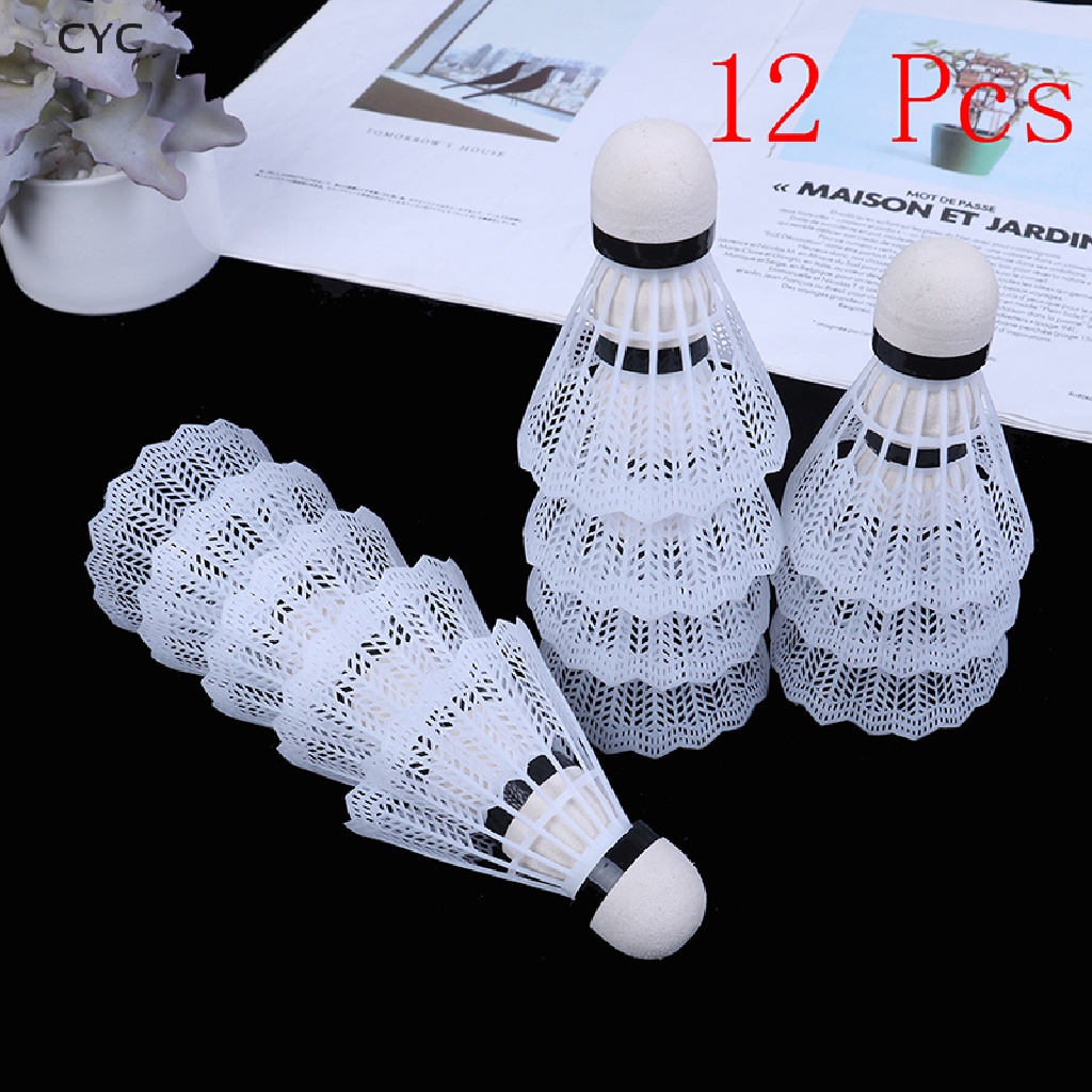 CYC 12 Pcs White Plastic Badminton Ball Shuttlecocks Sport Training Sport CY