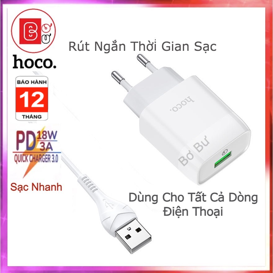 [Bh 12Th] Củ Sạc Nhanh Iphone, Samsung 18W Hoco C72Q 3.0QC Chính Hãng,Cốc sạc nhanh, Oppo, Vivo,v.v…- Bơ Bư