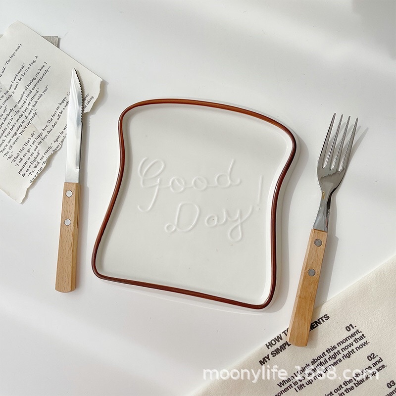 Đĩa sứ decor hình bánh mỳ sanwich siêu dễ thương