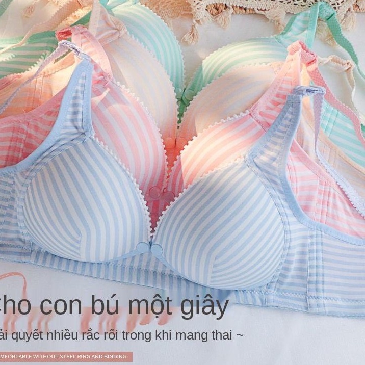 Áo Ngực Kẻ Sọc Không Gọng Có Nút Gài Phía Trước Tiện Dụng Cho Mẹ Chăm Sóc Bé