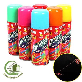 Bình xịt dây sinh nhật sợi dây nhiều màu