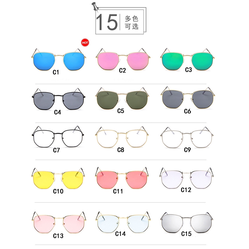 Kính mát gọng kim loại vuông tráng gương cho nam và nữ