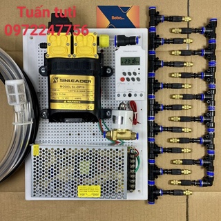 [ Ráp sẵn] Bộ phun sương bơm đôi 20 30 béc đồng tự động(hẹn giờ, smart wifi) tưới cây, tưới lan, rau