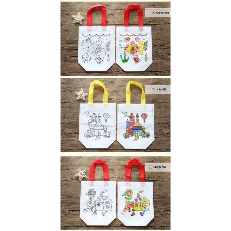 Túi vải vẽ, tô màu cho bé không kèm bút tô