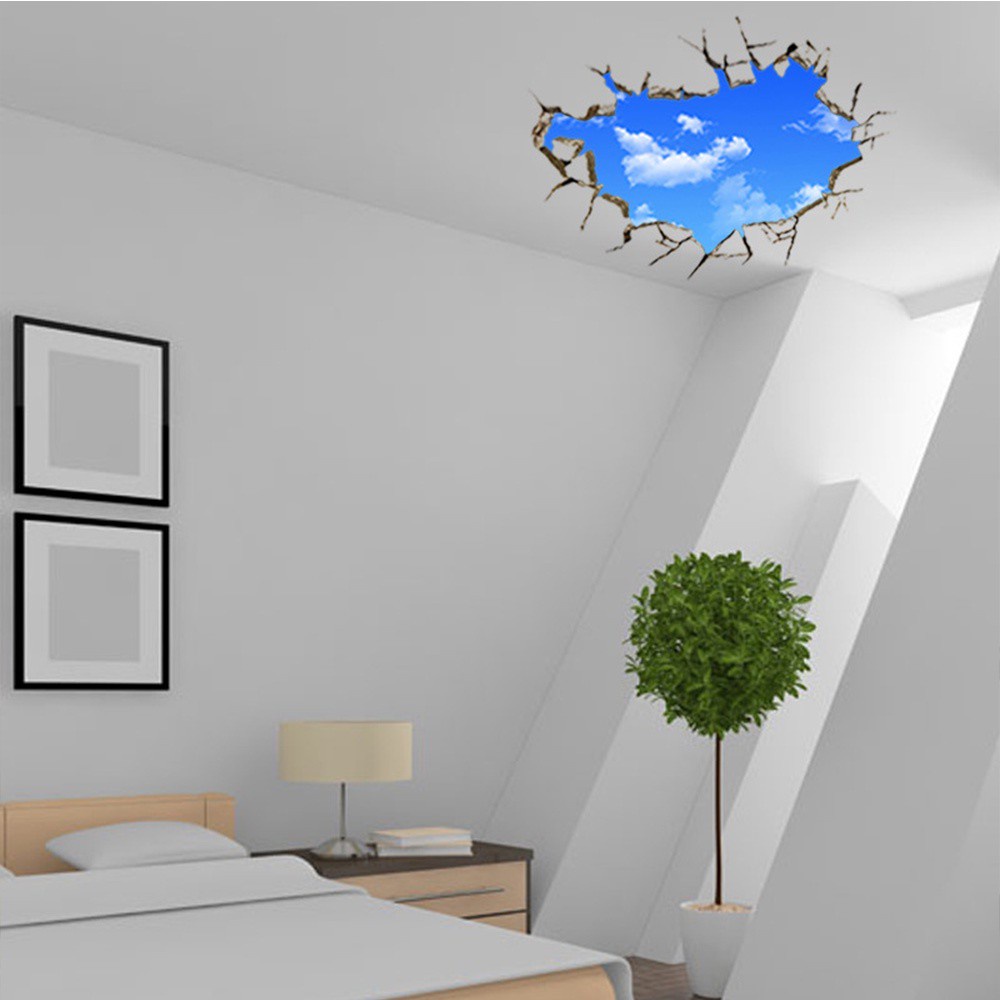 WMES1 Charming Bedroom Living Room Decoration New Arrival Creative Blue Sky White Cloud Wall Sticker Interesting Vivid Nice New Design Lovely Hot Sale Home Decor/Multicolor