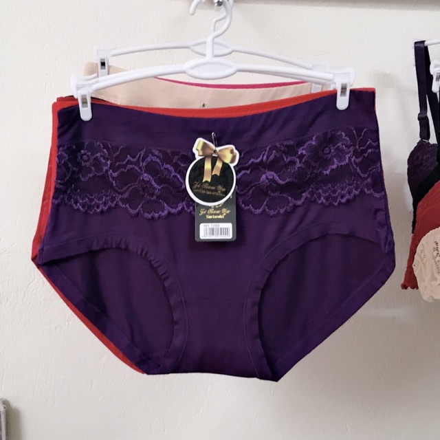 Quần lót cotton ren lưng cao fom to