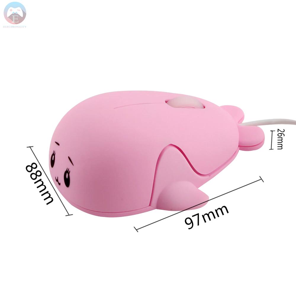 Ê Dolphin Shape Wired Mouse Cute Mini Laptop Mouse 800 DPI Optical Sensor/3 Buttons/Ergonomic Design/USB Powered Computer Mice for Windows PC Laptop Gamers Office/Home use