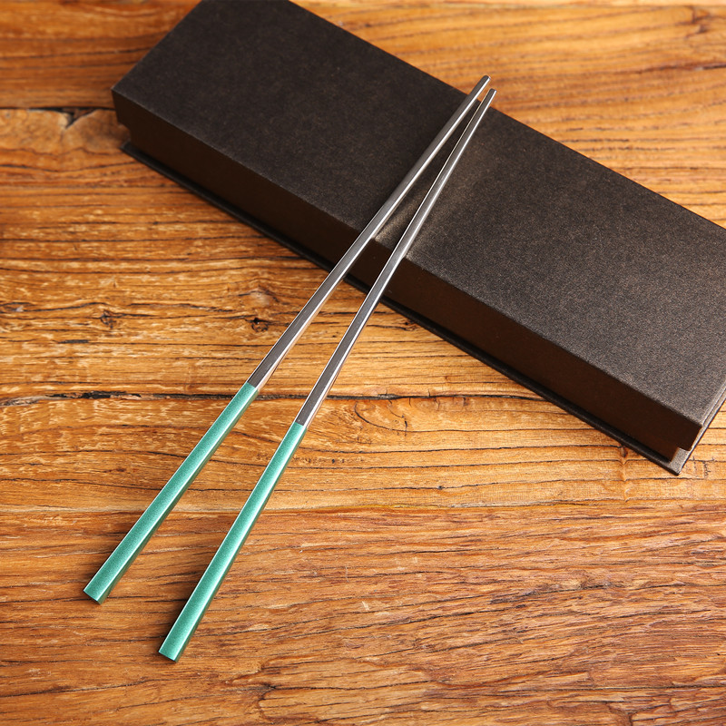 Stainless Steel Chopsticks Creative Tableware Portuguese Color Household Chopsticks Set