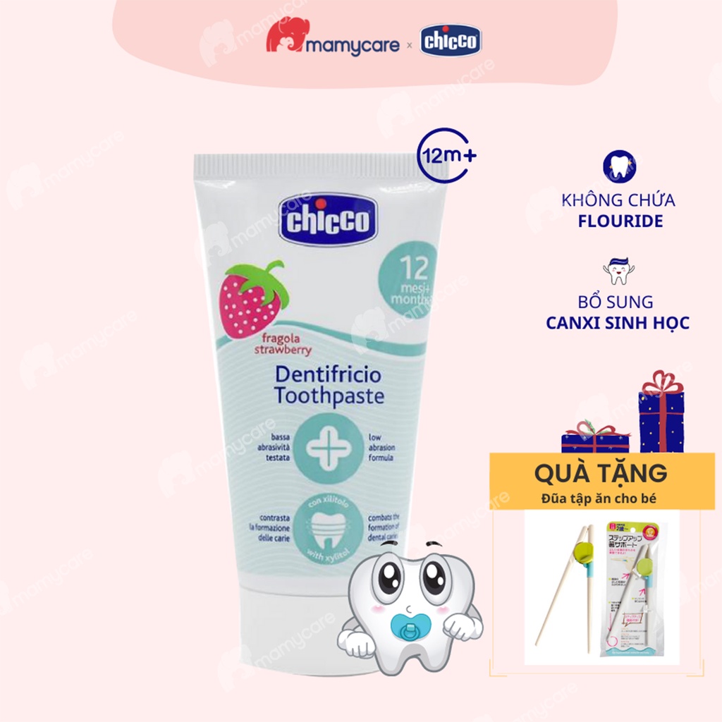 Kem đánh răng nuốt được cho bé Chicco hương trái cây an toàn cho bé