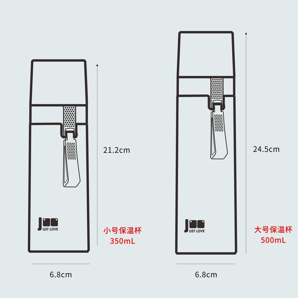 Bình giữ nhiệt Just Love dung tích 500ml kèm nắp cốc, inox 304 bình giữ nhiệt phong cách Hàn Quốc giữ nóng lạnh đến 12h