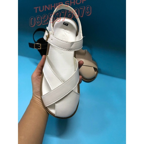 Có sẵn: Giày xinh- Sandal rọ đan bản to chất da mềm đế êm chân