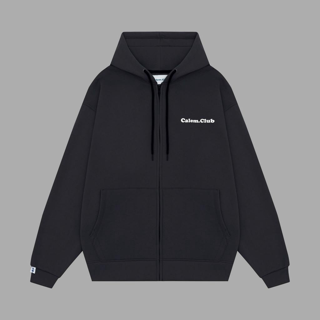Hoodie zip The World chữ xám khói- Áo khoác nỉ dây kéo chất lót bông brand Calem.Club
