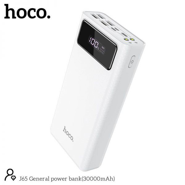 Pin sạc dự phòng Hoco J65 General 30000mAh 3 cổng input, 4 cổng output, tích hợp đèn pin, màn hình LCD