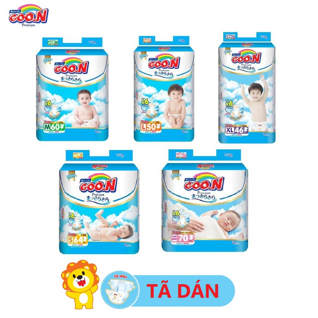 Tã quần/dán Goo.N Premium NB70 / S64 / M60 / L50 / XL46 / M56 / L46 / XL42 / XXL36 / XXXL26