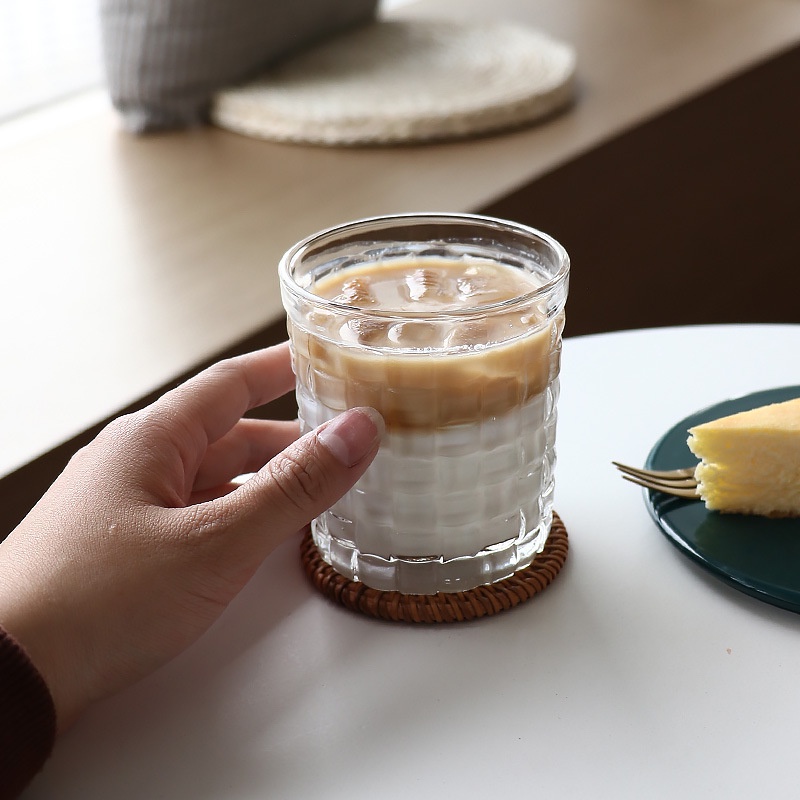 Ly thủy tinh cafe cốc thủy tinh cafe chịu nhiệt Daisy Decor trang trí quán cafe họa tiết vân dọc và ô vuông