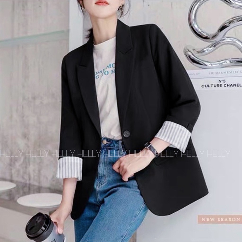 ÁO BLAZER NỮ PHỐI LÓT SỌC | HELLY SHOP