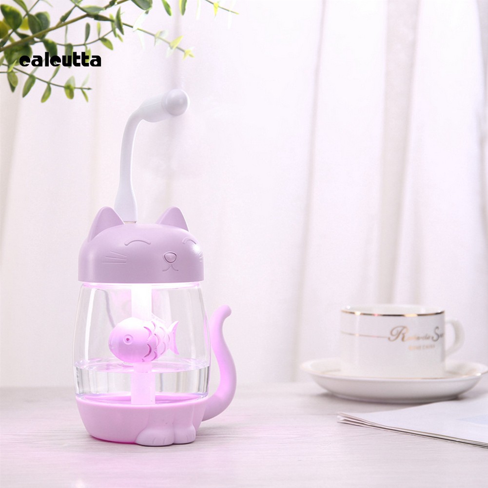 Máy xông tinh dầu đèn LED 350ML hình con mèo dễ thương