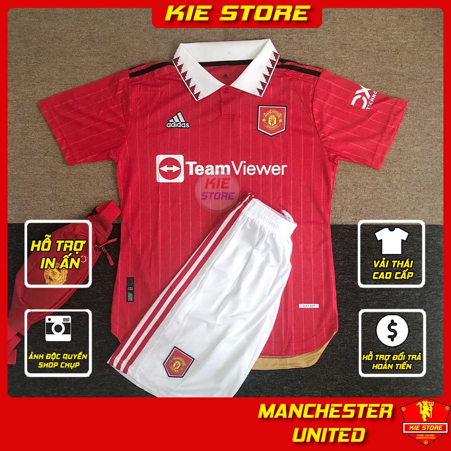 Bộ quần áo bóng đá CLB Manchester United 2022 sân nhà có cổ phiên bản play / Bộ quần áo MU full logo vải Thái xịn